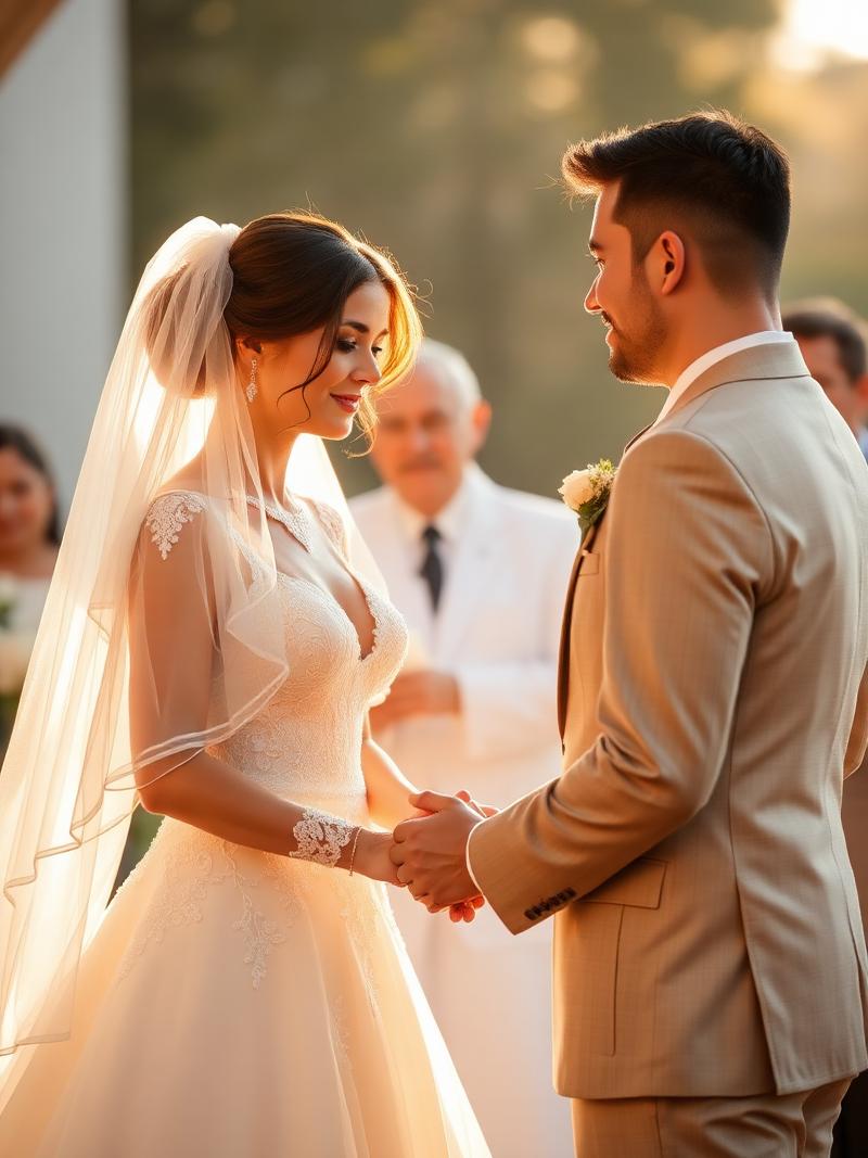 A couple sharing a romantic moment at their wedding ceremony